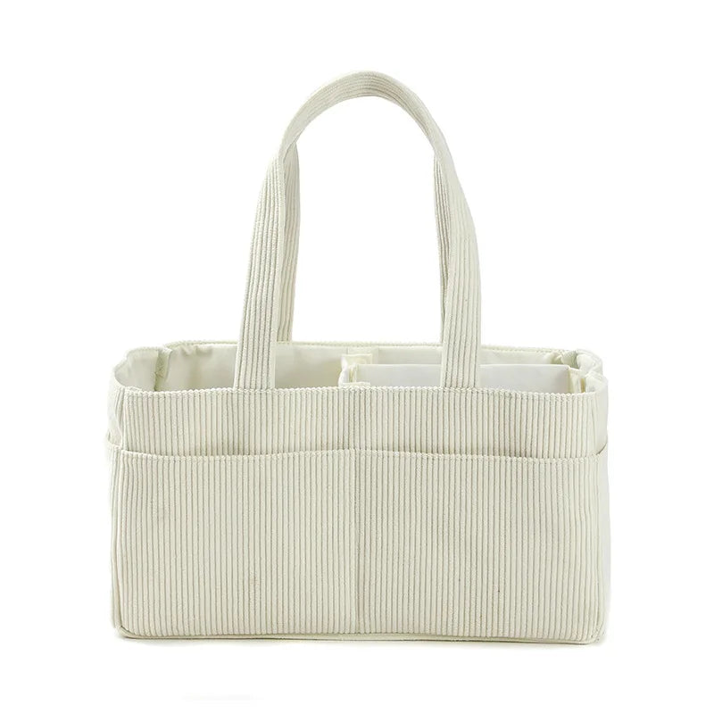 New Corduroy Diaper Caddy Organizer Foldable Multi-Pocket Diaper Storage Basket With Handle Nappy Storage Organizer Newborn