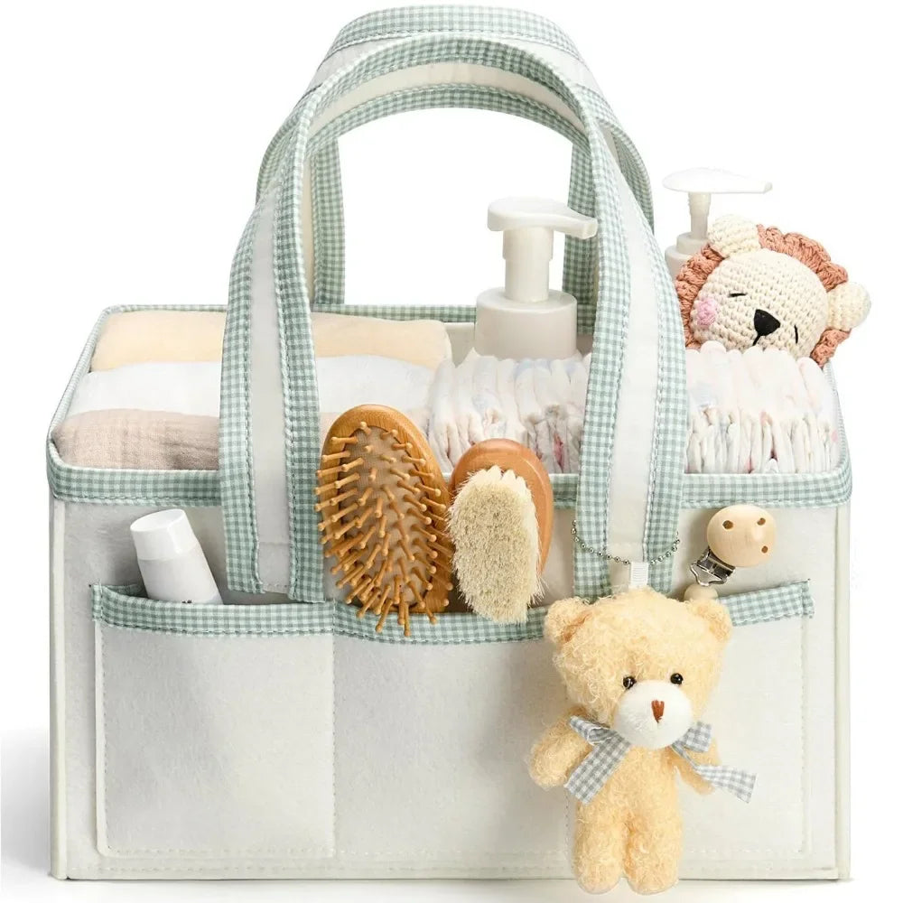 Large Capacity Diaper Organizer Portable Floral Nursery Storage Basket Newborn Essentials Diaper Storage Bag Outdoor Travel