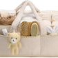 Baby Diaper Caddy Organizer for Changing Table, Plush Diaper Stackers & Caddies Diaper Bag with Teddy Bear,Diaper Storage Basket