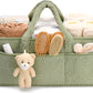 Baby Diaper Caddy Organizer for Changing Table, Plush Diaper Stackers & Caddies Diaper Bag with Teddy Bear,Diaper Storage Basket