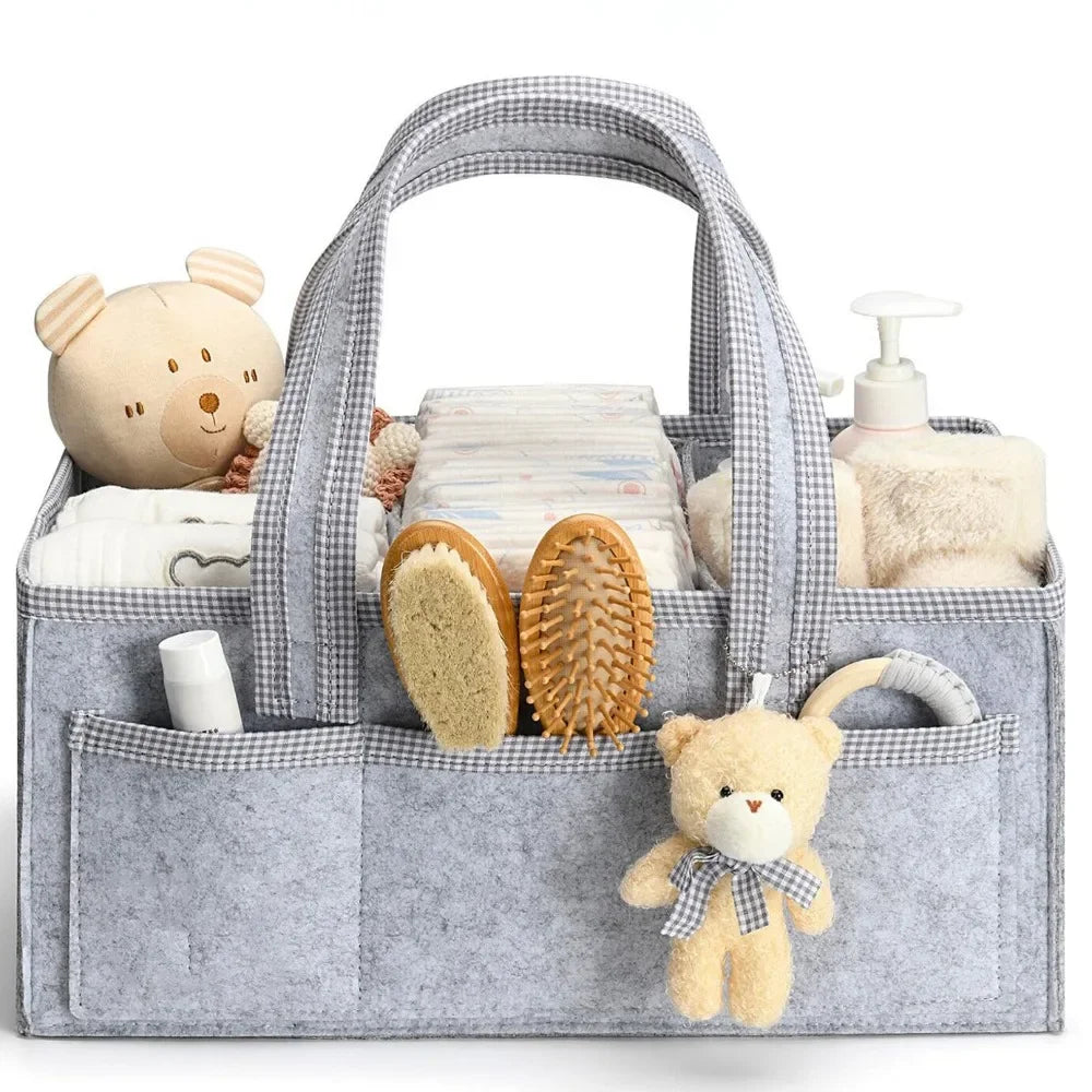 Large Capacity Diaper Organizer Portable Floral Nursery Storage Basket Newborn Essentials Diaper Storage Bag Outdoor Travel