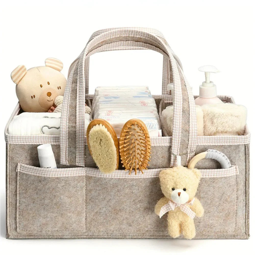 Large Capacity Diaper Organizer Portable Floral Nursery Storage Basket Newborn Essentials Diaper Storage Bag Outdoor Travel