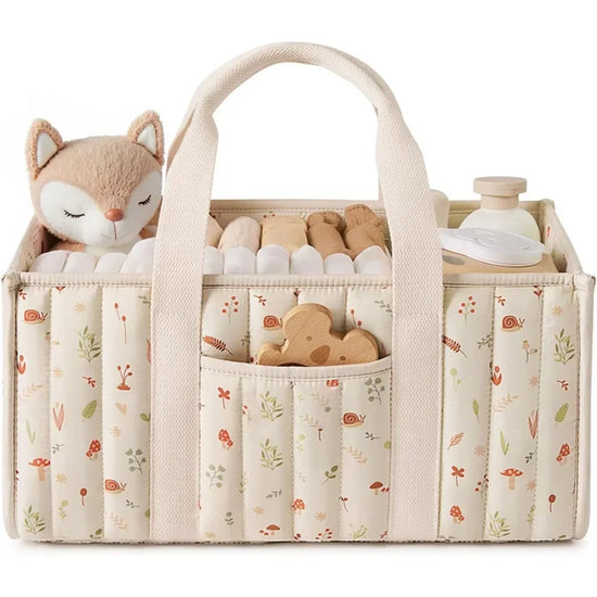 Large Capacity Diaper Organizer Portable Floral Nursery Storage Basket Newborn Essentials Diaper Storage Bag Outdoor Travel