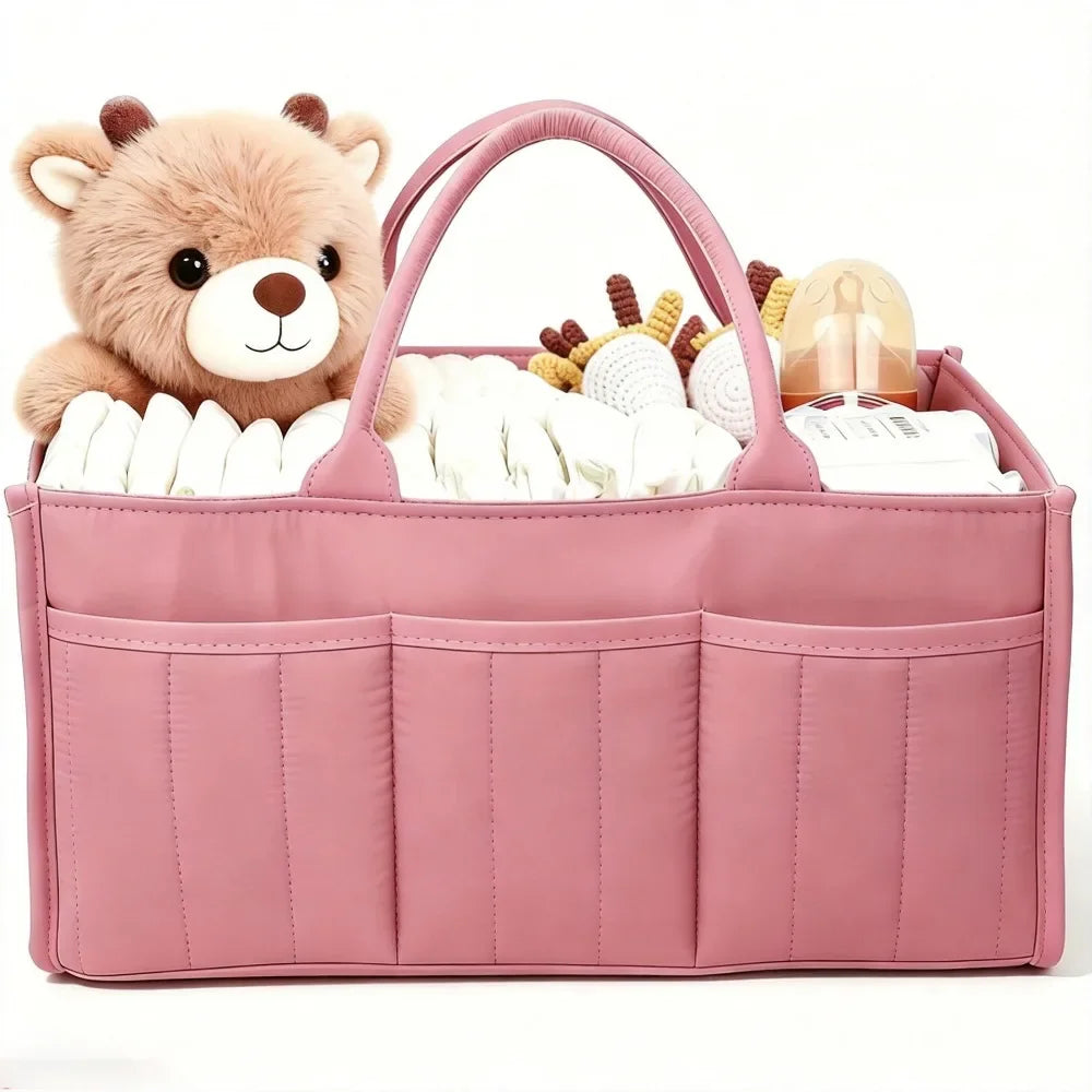 Large Capacity Diaper Organizer Portable Floral Nursery Storage Basket Newborn Essentials Diaper Storage Bag Outdoor Travel