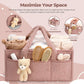 Baby Diaper Caddy Organizer for Changing Table, Plush Diaper Stackers & Caddies Diaper Bag with Teddy Bear,Diaper Storage Basket