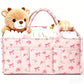 Large Capacity Diaper Organizer Portable Floral Nursery Storage Basket Newborn Essentials Diaper Storage Bag Outdoor Travel