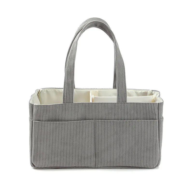 New Corduroy Diaper Caddy Organizer Foldable Multi-Pocket Diaper Storage Basket With Handle Nappy Storage Organizer Newborn