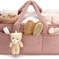 Baby Diaper Caddy Organizer for Changing Table, Plush Diaper Stackers & Caddies Diaper Bag with Teddy Bear,Diaper Storage Basket