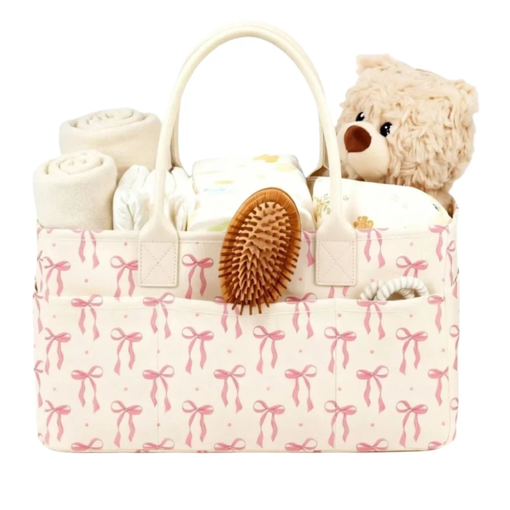 Large Capacity Diaper Organizer Portable Floral Nursery Storage Basket Newborn Essentials Diaper Storage Bag Outdoor Travel